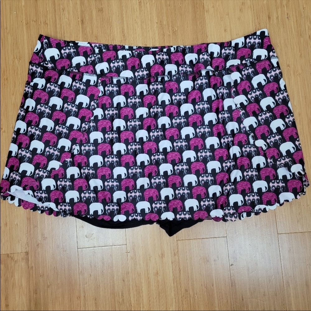 Zellos Pink Purple Blk Elephant Print Skort 3X